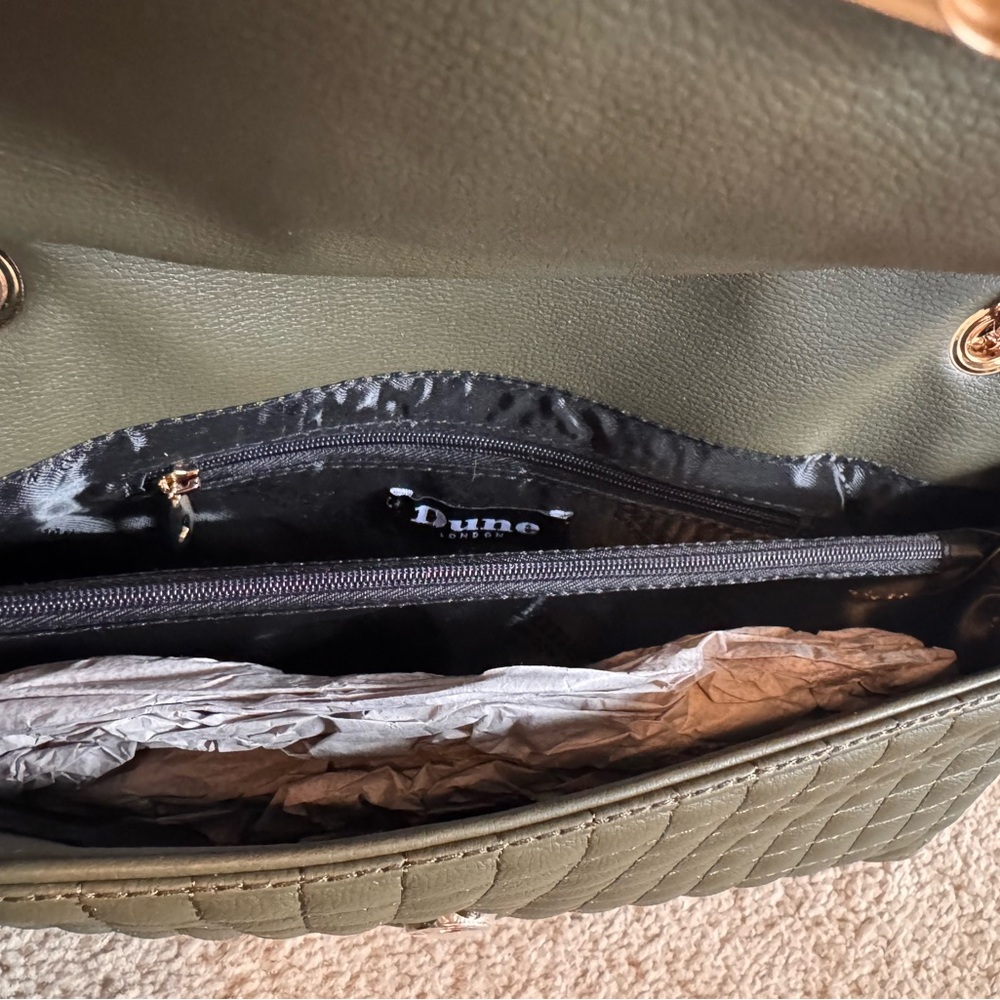 Dune London Quilted Chain-Strap Shoulder Bag in Olive Green - Picture 5 of 6